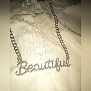 Beautiful heavy gold and silver tone cuban link necklace